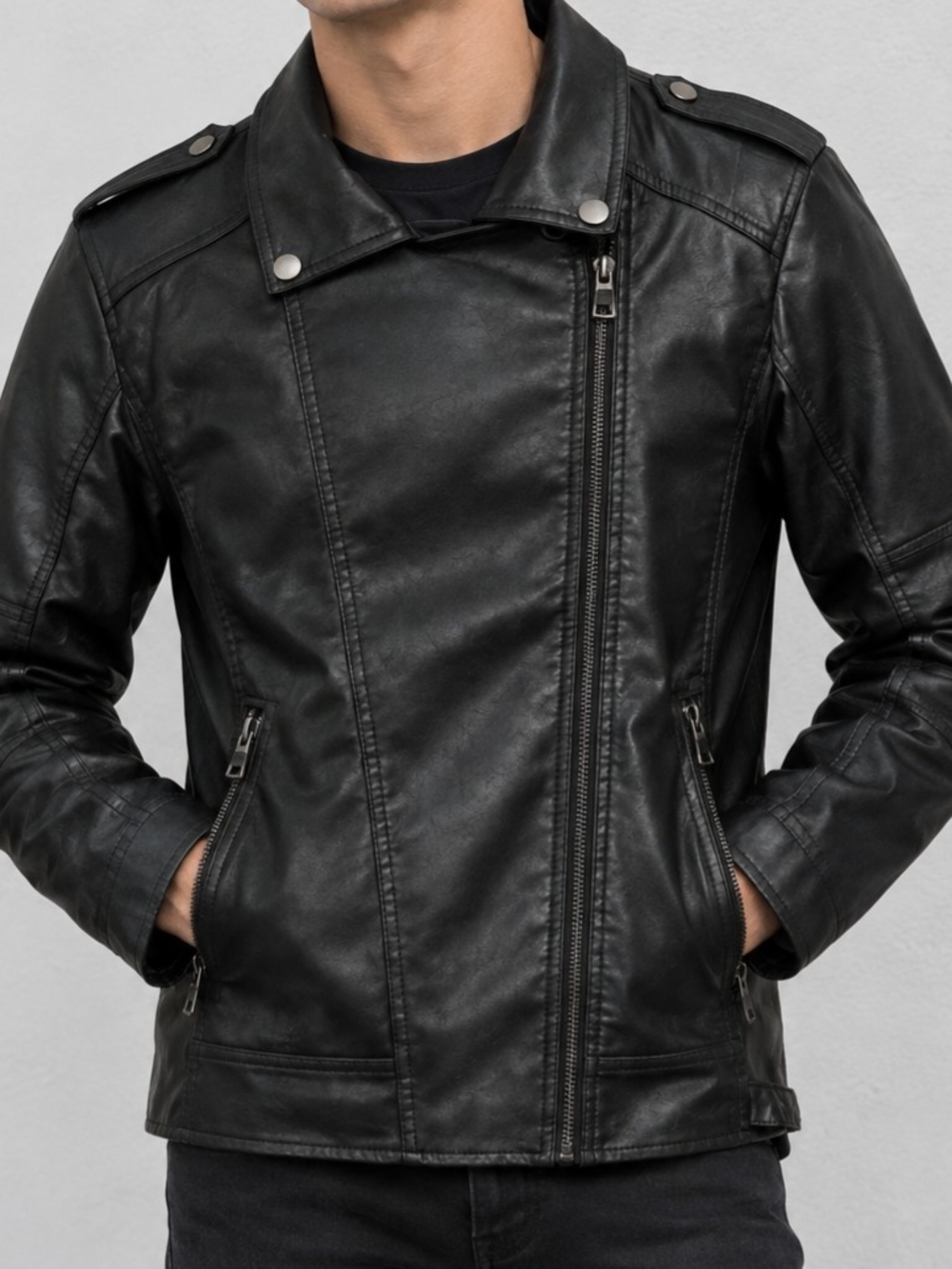 LJYH Kids Faux Leather Black Biker Jacket Size T9-10 years